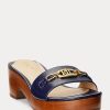 Sandale din piele Nappa Ralph Lauren Roxanne pentru femei bleumarin Sandale din piele Nappa Ralph Lauren Roxanne pentru femei bleumarin