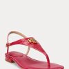 Sandale fucsia pentru femei Ralph Lauren Ellington din piele cu relief Sandale fucsia pentru femei Ralph Lauren Ellington din piele cu relief