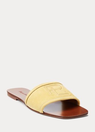 Sandale galbene pentru femei Ralph Lauren Andela din piele intoarsa din vitel