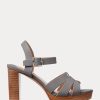 Sandale gri Ralph Lauren Soffia din piele Nappa de damă Sandale gri Ralph Lauren Soffia din piele Nappa de damă