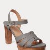 Sandale gri Ralph Lauren Soffia din piele Nappa de damă Sandale gri Ralph Lauren Soffia din piele Nappa de damă