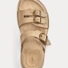 Sandale kaki Ralph Lauren Ezra din piele de vițel pentru femei Sandale kaki Ralph Lauren Ezra din piele de vițel pentru femei