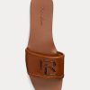 Sandale maro Ralph Lauren Andela din piele de vițel lustruită