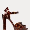 Sandale maro Ralph Lauren Callahan din piele de vițel patentată