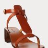 Sandale maro Ralph Lauren Dyllon din piele de vițel lustruită Sandale maro Ralph Lauren Dyllon din piele de vițel lustruită