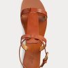 Sandale maro Ralph Lauren Dyllon din piele de vițel lustruită Sandale maro Ralph Lauren Dyllon din piele de vițel lustruită