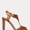 Sandale maro Ralph Lauren Emilie Welington din piele de vițel