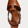 Sandale maro Ralph Lauren Emilie Welington din piele de vițel