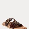 Sandale maro Ralph Lauren Ezra din piele cu relief de crocodil Sandale maro Ralph Lauren Ezra din piele cu relief de crocodil