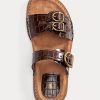 Sandale maro Ralph Lauren Ezra din piele cu relief de crocodil