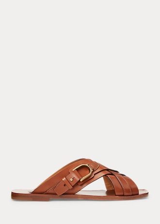 Sandale maro Ralph Lauren Jacie din piele de vițel pentru femei