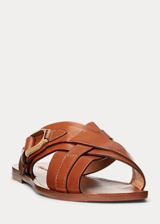 Sandale maro Ralph Lauren Jacie din piele de vițel pentru femei