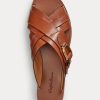 Sandale maro Ralph Lauren Jacie din piele de vițel pentru femei