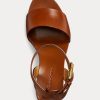 Sandale maro Ralph Lauren Zadie din piele de vițel lustruită