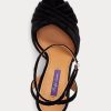 Sandale negre de catifea Ralph Lauren Bacall II de damă Sandale negre de catifea Ralph Lauren Bacall II de damă