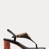 Sandale negre din piele Ralph Lauren Westcott II de damă