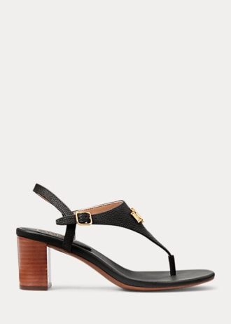 Sandale negre din piele Ralph Lauren Westcott II de damă