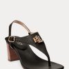 Sandale negre din piele Ralph Lauren Westcott II de damă
