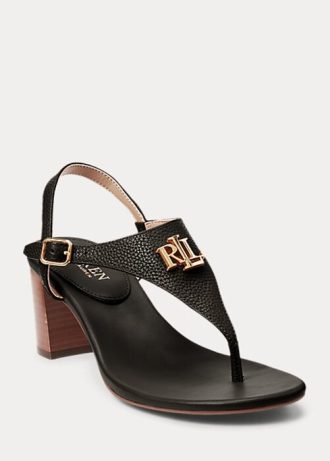 Sandale negre din piele Ralph Lauren Westcott II de damă