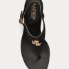 Sandale negre din piele Ralph Lauren Westcott II de damă