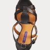 Sandale negre Ralph Lauren Dakota Dakota din piele de vițel lustruită