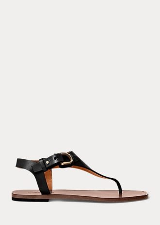 Sandale negre Ralph Lauren Delancie Welington din piele de vițel Sandale negre Ralph Lauren Delancie Welington din piele de vițel