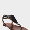 Sandale negre Ralph Lauren Delancie Welington din piele de vițel
