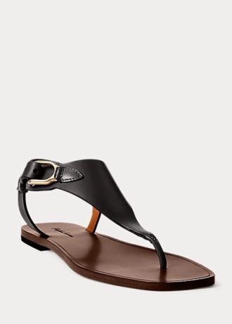 Sandale negre Ralph Lauren Delancie Welington din piele de vițel Sandale negre Ralph Lauren Delancie Welington din piele de vițel