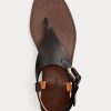 Sandale negre Ralph Lauren Delancie Welington din piele de vițel