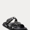 Sandale negre Ralph Lauren Ezra din piele de miel cu împânzire
