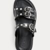 Sandale negre Ralph Lauren Ezra din piele de miel cu împânzire