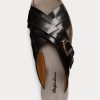 Sandale negre Ralph Lauren Jacie din piele de vițel pentru femei