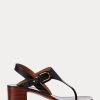 Sandale negre Ralph Lauren Julie Welington din piele de vițel