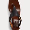 Sandale negre Ralph Lauren Julie Welington din piele de vițel