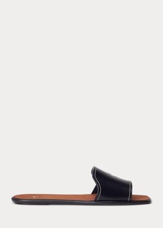 Sandale negre Ralph Lauren Vachetta din piele de damă Sandale negre Ralph Lauren Vachetta din piele de damă