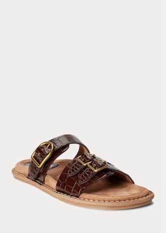 Sandale Ralph Lauren Ezra din piele cu relief de crocodil pentru damă