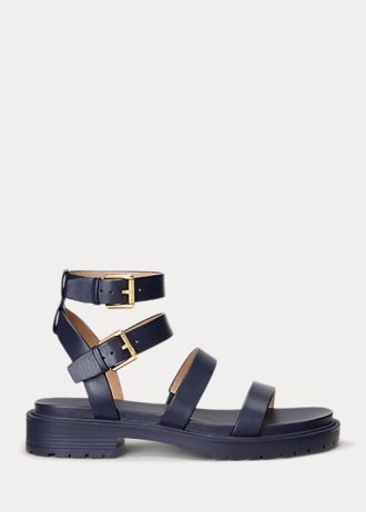 Sandale Ralph Lauren Kayleen din piele Nappa de damă bleumarin