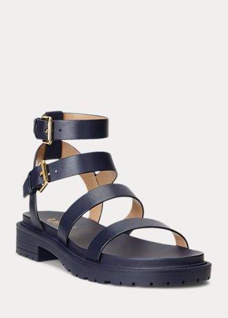Sandale Ralph Lauren Kayleen din piele Nappa de damă bleumarin