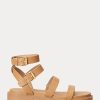 Sandale Ralph Lauren Kayleen din piele Nappa de damă galben deschis