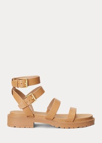 Sandale Ralph Lauren Kayleen din piele Nappa de damă galben deschis