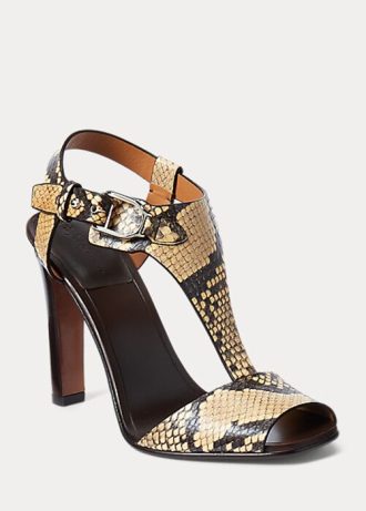 Sandale Snake Ralph Lauren Emilie Welington Ayers din piele de șarpe pentru femei Sandale Snake Ralph Lauren Emilie Welington Ayers din piele de șarpe pentru femei