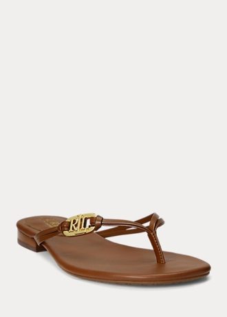 Slapi maro pentru femei Ralph Lauren Emalia Nappa din piele