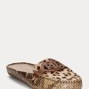 Snake pentru femei Ralph Lauren Brynn Embossed Leather & Haircalf Driver Pantofi plati