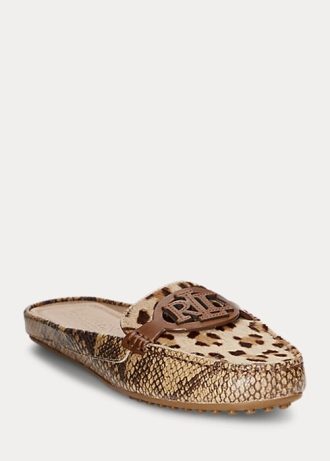 Snake pentru femei Ralph Lauren Brynn Embossed Leather & Haircalf Driver Pantofi plati Snake pentru femei Ralph Lauren Brynn Embossed Leather & Haircalf Driver Pantofi plati