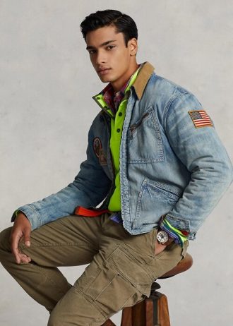 Spălați jachetele de camioner din denim Ralph Lauren pentru bărbați Spălați jachetele de camioner din denim Ralph Lauren pentru bărbați