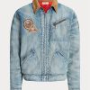 Spălați jachetele de camioner din denim Ralph Lauren pentru bărbați Spălați jachetele de camioner din denim Ralph Lauren pentru bărbați