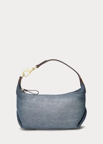 Sunset Indigo Wash/Lauren Genți de umăr Kassie mici din denim spălat Ralph Lauren