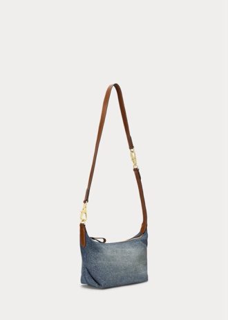 Sunset Indigo Wash/Lauren Genți de umăr Kassie mici din denim spălat Ralph Lauren