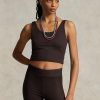 Tancuri de damă maro Ralph Lauren din jerseu cropped din căprioară Tancuri de damă maro Ralph Lauren din jerseu cropped din căprioară