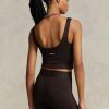 Tancuri de damă maro Ralph Lauren din jerseu cropped din căprioară Tancuri de damă maro Ralph Lauren din jerseu cropped din căprioară